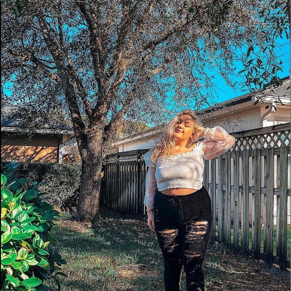 Large cropped puffy sleeve shirt - Picture 1 of 4